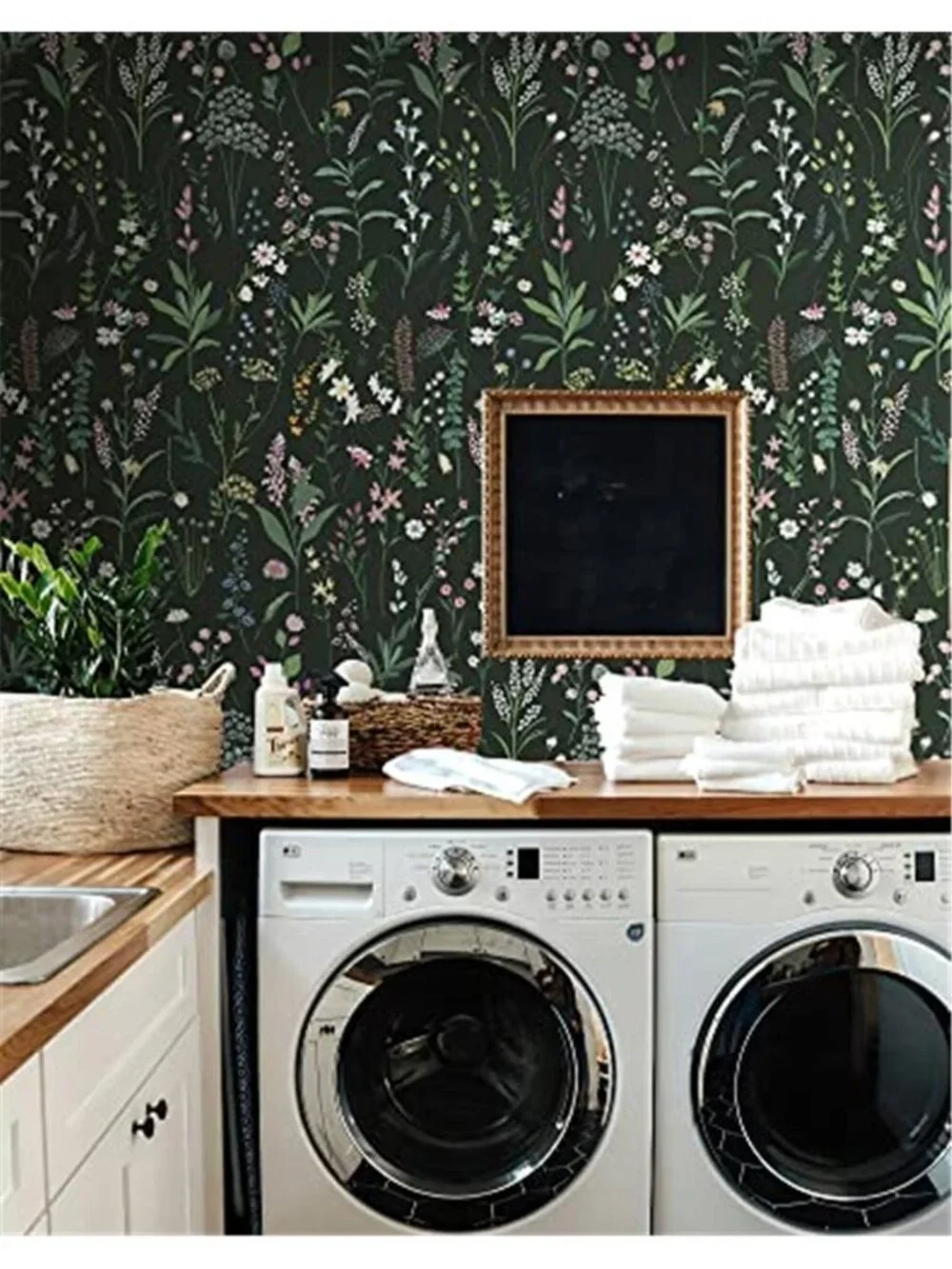 Peel Stick Wallpaper Dark Green Floral Removable Self Adhesive 30 Sq Ft Roll